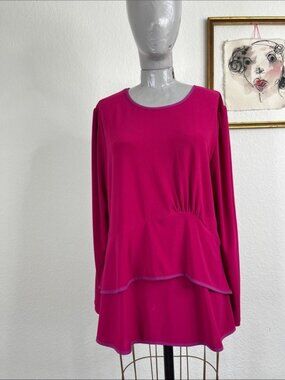 Narciso Rodriguez x Design Nation Hot Pink Contrast Piped Ruffle Gathered Top